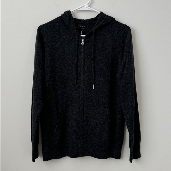 Quince Mongolian Cashmere Full-Zip Hoodie in Charcoal Size: S - Picture 4 of 7